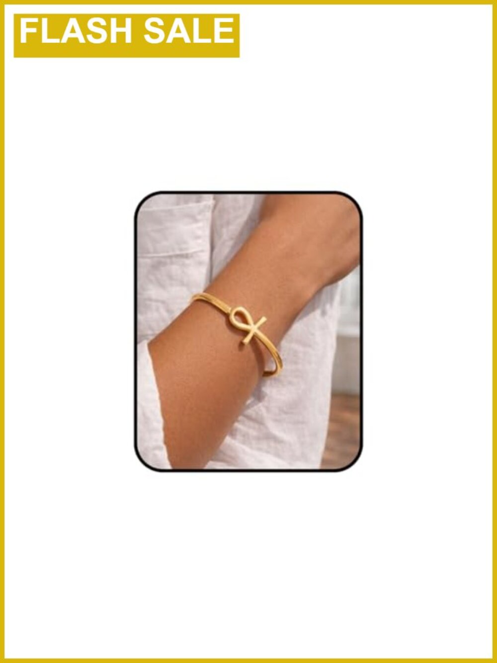 Waterproof Stainless Steel Ankh Cuff Bracelet Statement Bangle